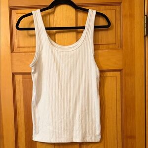 Aerie White Ribbed Tank Top